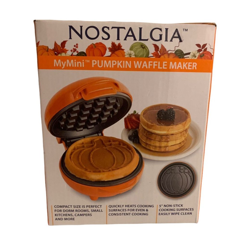 Nostalgia Mini pumpkin waffle maker - NEW-